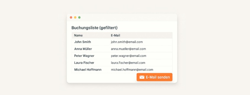Massenmail aus der gefilterten Buchungsliste versenden